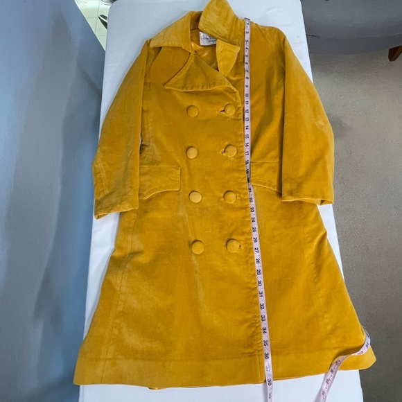 Vintage Women Mustard Velvet Coat 1960 Marguerite Rubel  San Francisco size S - Picture 5 of 10